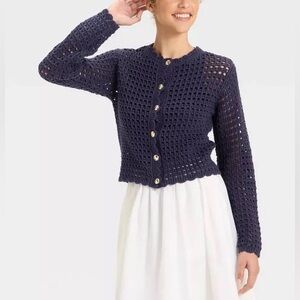 Crochet button-front cardigan